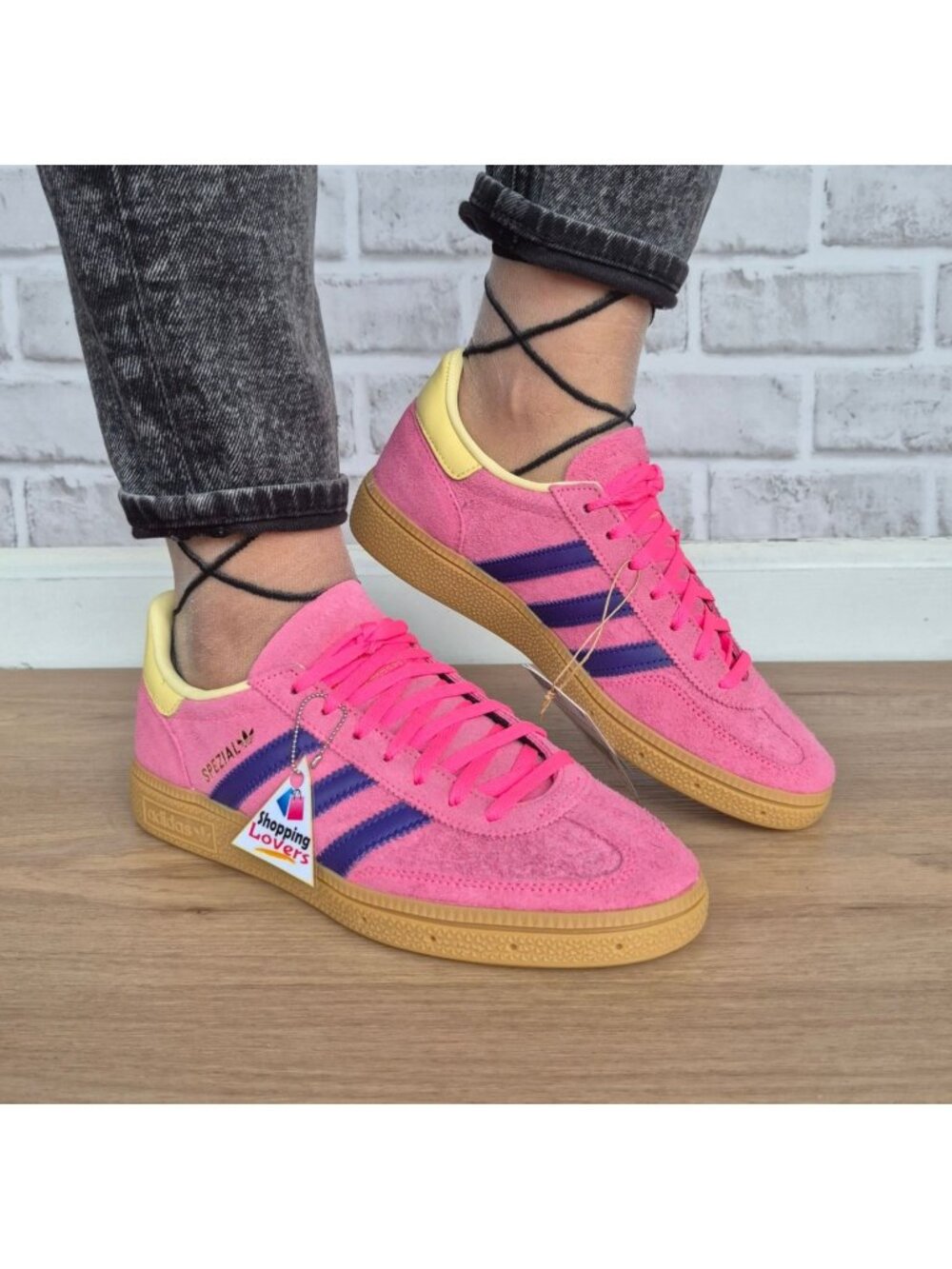 ⭐Adidas Handball Spezial Size 7 Women's shoes Sneakers Suede Pink Yellow JP8718⭐